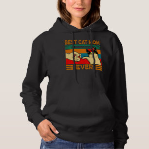 Retro Vintage Best Cat Mom Ever Fist Bump Hoodie