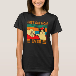 Retro Vintage Best Cat Mom Ever Fist Bump Mother's T-Shirt