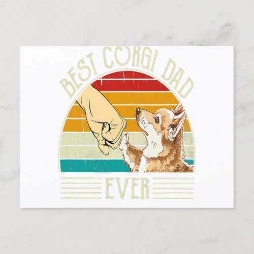 Retro Vintage Best Corgi Dad Ever Announcement Postcard