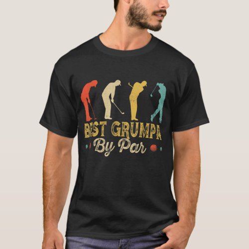 Retro Vintage Best Grumpa By Par Men Golfing Golf  T_Shirt