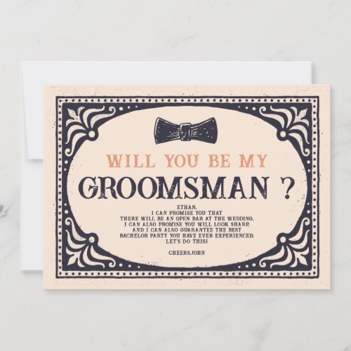 Retro Vintage Best Man Proposal  Invitation