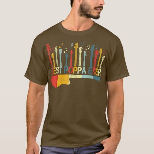 Retro Vintage Best Poppa Ever Guitar Lover Guitari T_Shirt