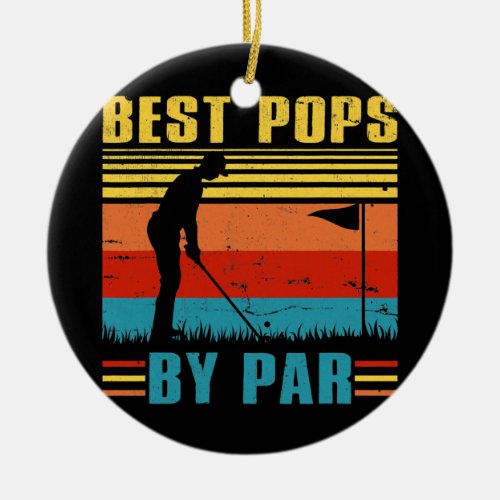 Retro Vintage Best Pops By Par Tee Men Golfing Ceramic Ornament