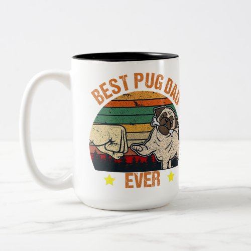 Retro Vintage Best Pug Dad Ever Two_Tone Coffee Mug