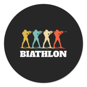 Retro Vintage Biathlon Biathlonist  Classic Round Sticker