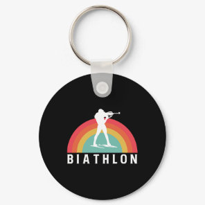 Retro Vintage Biathlon Skiing Shooting Biathlete  Keychain