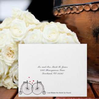 Retro Vintage Bicycle Love Wedding RSVP Envelopes