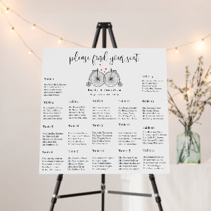 Retro Vintage Bicycles Wedding Seating Chart Foam Board