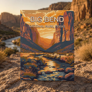 Retro Vintage Big Band National Park Texas Travel Postcard