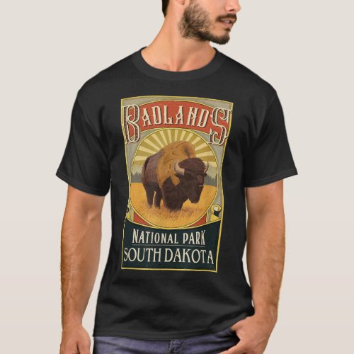 Retro Vintage Bison Badlands National Park T_Shirt