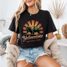 Retro Vintage Bison Yellowstone National Park