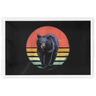 Retro Vintage Black Bear Acrylic Tray