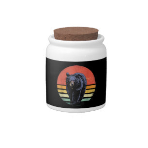 Retro Vintage Black Bear Candy Jar
