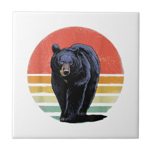 Retro Vintage Black Bear Ceramic Tile