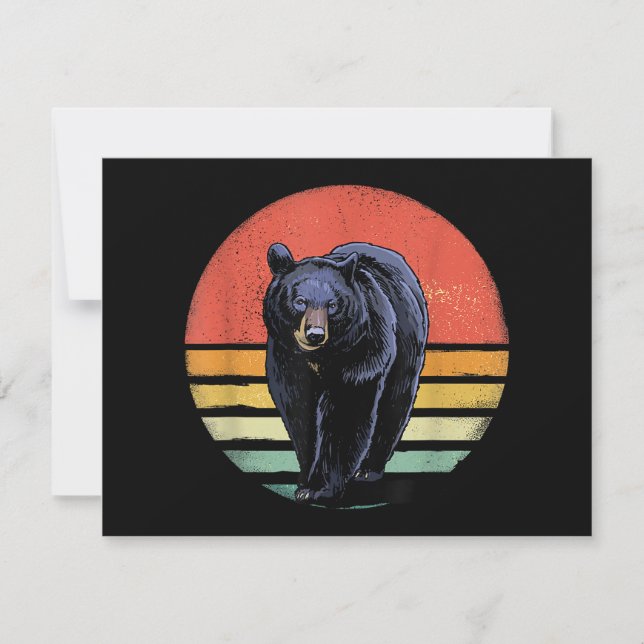 Retro Vintage Black Bear Holiday Card (Front)
