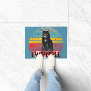 Retro Vintage Black Cat Ew People Doormat