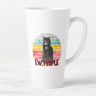 Retro Vintage Black Cat Ew People Latte Mug