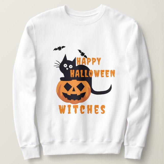 Retro Vintage Black Cat Halloween  Sweatshirt (Design Front)
