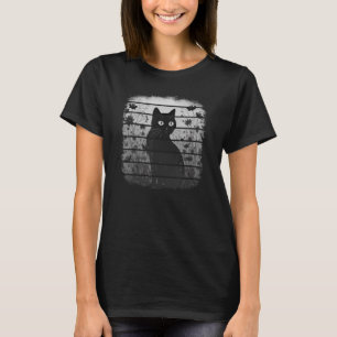 Retro vintage black white cat lovers portrait flow T-Shirt
