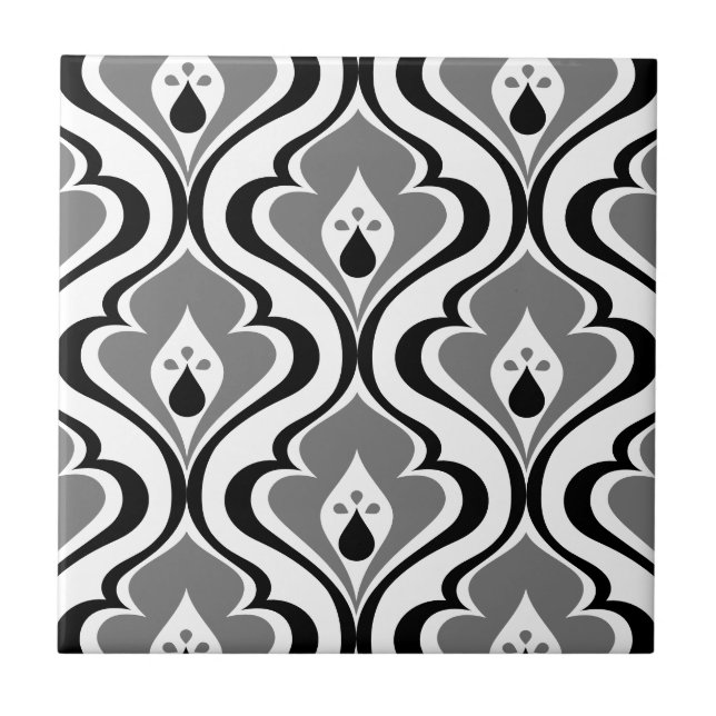 Retro Vintage Black White DIY Ceramic Tile (Front)