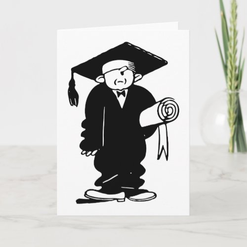 Retro Vintage Black  White Funny Graduation Boy Card