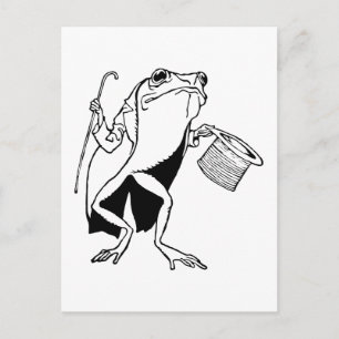 Retro Vintage Black & White Gentleman Frog Postcard