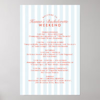 Retro Vintage Blue Bachelorette Weekend Itinerary