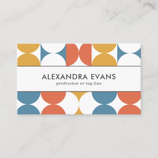 Customizable Retro Vintage blue orange yellow MID CENTURY MOD Business Card