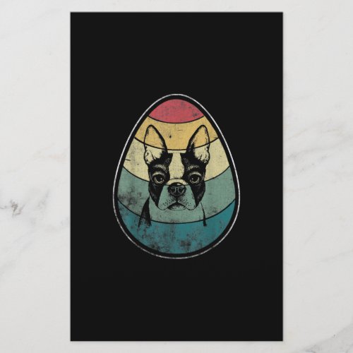 Retro Vintage Boston Terrier Dog Egg Happy Easter Stationery