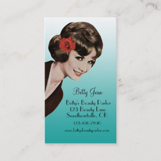Retro Vintage Bouffant Aqua Cosmetologist Cards