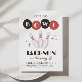 Retro Vintage Bowling Birthday Invitation