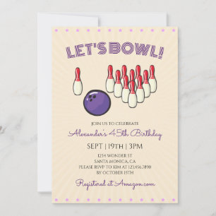 Retro Vintage Bowling Birthday Party Invitation