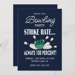 Retro Vintage Bowling Birthday Party Invitation