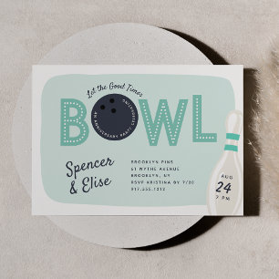 Retro Vintage Bowling Theme Anniversary Party Invitation