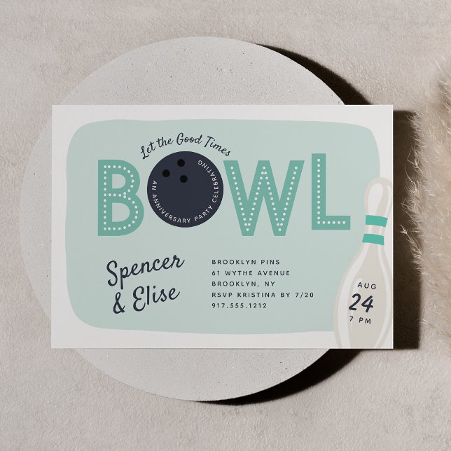 Retro Vintage Bowling Theme Anniversary Party Invitation (Creator Uploaded)