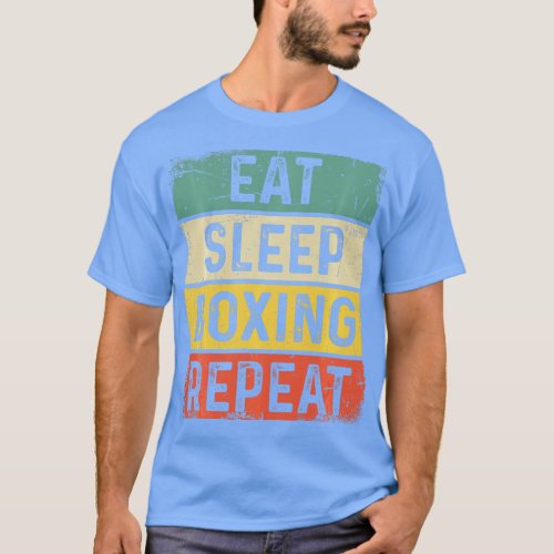 Retro Vintage Boxing Boxer Funny  Eat Sleep Boxing T_Shirt