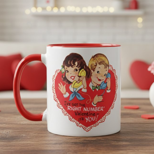 Retro Vintage Boy Girl Valentine's Day Mug (Retro Vintage Boy Girl Valentine's Day Mug)