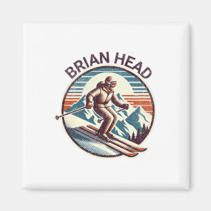 Retro Vintage Brian Head Utah Ski Resort Winter Sk Magnet