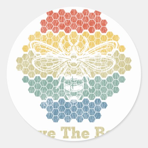 Retro Vintage Bumble Bee Save The Bees Keeper Clim Classic Round Sticker