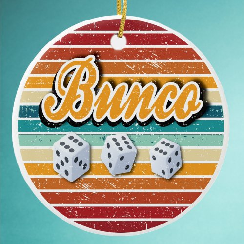 Retro Vintage Bunco Dice Ceramic Ornament