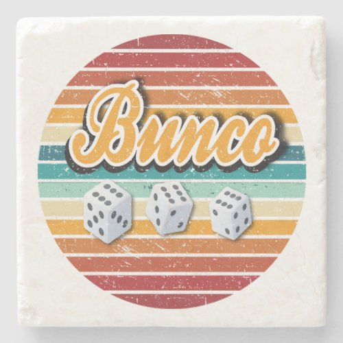Retro Vintage Bunco Player Dice Stone Coaster