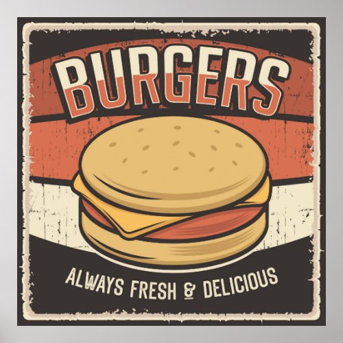 retro vintage burger business poster