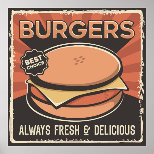 retro vintage burger business poster
