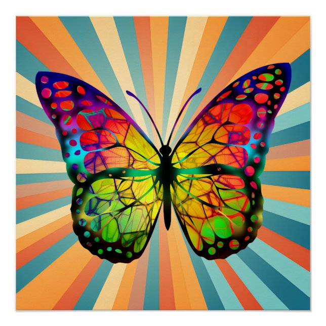 RETRO VINTAGE BUTTERFLY ABSTRACT POSTER (Front)