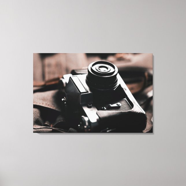 Retro, vintage camera image on canvas print (Front)