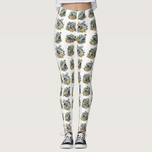 Retro Vintage Cameras with Pretty Flowers Leggings