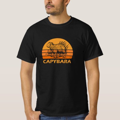 Retro Vintage Capybara Giant Cavy Rodent Wildlife T_Shirt