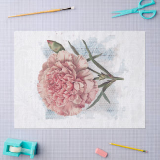 Retro Vintage Carnation Flower Tissue Paper