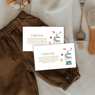 Retro Vintage Carousel Carnival Books Baby Shower  Enclosure Card