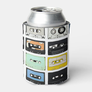 Retro vintage Cassette Mix Tapes art pattern Can Cooler
